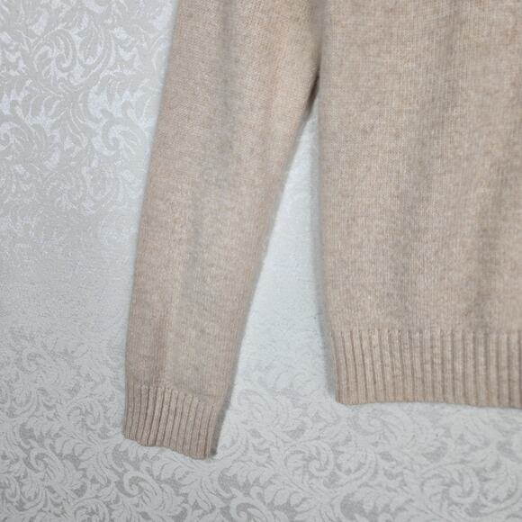 J Crew Lambs Wool Angora Rabbit Hair Cardigan sz M Beige Rhinestone Buttons - Picture 4 of 15